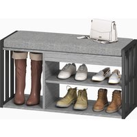 HOMCOM Schuhbank Schuhregal mit Sitzfläche gepolstert Sitzbank mit Stauraum, 3 Fächer Flurbank für Wohnzimmer, Flur, 86 x 30 x 45,4 cm, Grau   Aosom von HOMCOM