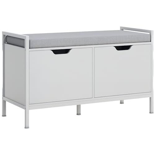 HOMCOM Schuhbank Schuhschrank, 2 Schränke, Flurmöbel mit gepolstertem Kissen, für Flur, Diele, Schlafzimmer, 84B x 35T x 50H cm, weiß HOMCOM Schuhbank Schuhschrank, 2 Schränke, Flurmöbel mit gepolstertem Kissen, für Flur, Diele, Schlafzimmer, 84B x 35T x 50H cm, weiß von HOMCOM