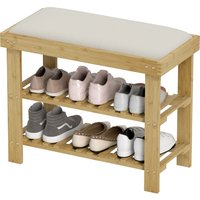 HOMCOM Schuhbank mit Sitzfläche, Bambus Sitzbank mit Stauraum, Schuhregal mit 2 offene Fächer, Sitzbank, Bank, Garderobenbank für Wohnzimmer, Flur, 60 x 29 x 49 cm Cremeweiß Aosom HOMCOM Schuhbank mit Sitzfläche, Bambus Sitzbank mit Stauraum, Schuhregal mit 2 offene Fächer, Sitzbank, Bank, Garderobenbank für Wohnzimmer, Flur, 60 x 29 x 49 cm Cremeweiß Aosom von HOMCOM