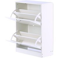 HOMCOM Schuhkipper Schuhschrank Schuhständer Schuhregal mit 2 Klappen 10–12 Paar Spannplatte Weiß 60 x 24 x 80 cm Aosom HOMCOM Schuhkipper Schuhschrank Schuhständer Schuhregal mit 2 Klappen 10–12 Paar Spannplatte Weiß 60 x 24 x 80 cm Aosom von HOMCOM