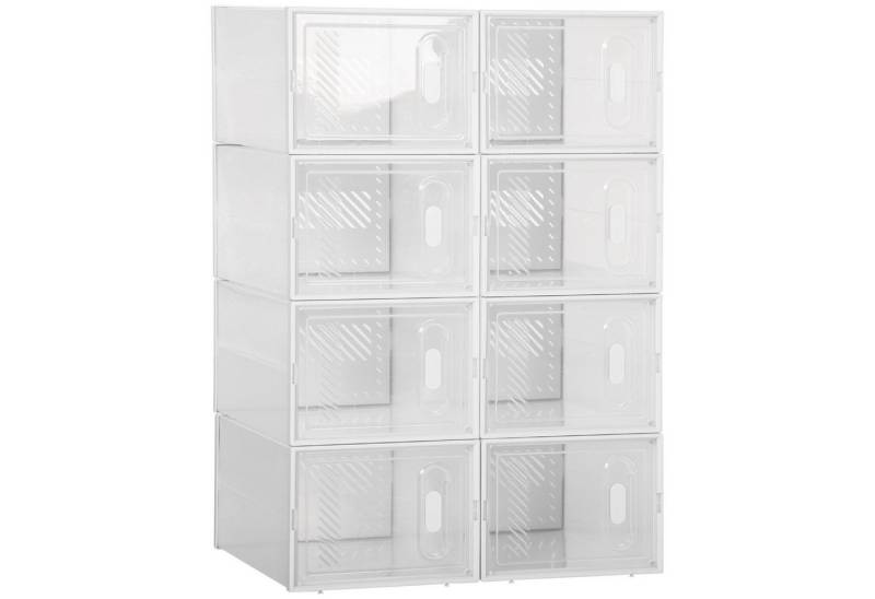 HOMCOM Schuhregal Aufbewahrungsbox mit 8 Fächern, DIY Schuhbox 8-tlg., Kunststoff Transparent 25 x 35 x 19 cm von HOMCOM