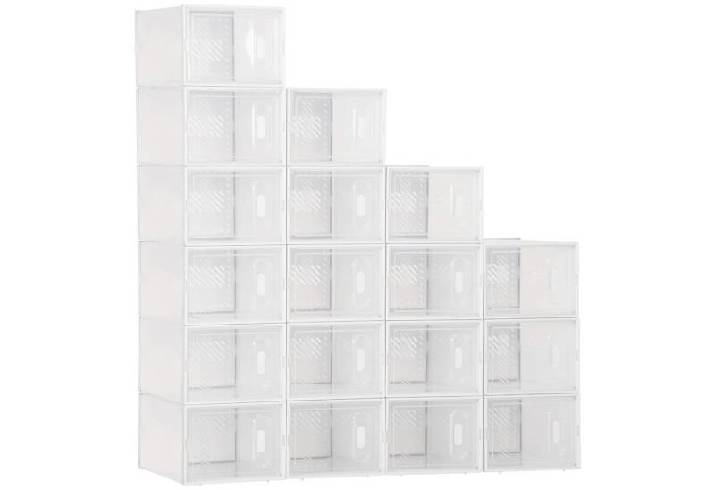 HOMCOM Schuhregal DIY Schuhbox Aufbewahrungsbox, stapelbar Schuhablage mit Tür 1-tlg., Kunststoff Transparent 35 x 25 x 19 cm von HOMCOM
