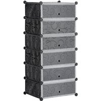 HOMCOM Schuhregal Aufbewahrungbox DIY Steckregal für 6 Paar Schuhe Schuhkarton für Flur Kunststoff Stahl Schwarz+Weiß 49 x 36,5 x 108 cm von HOMCOM