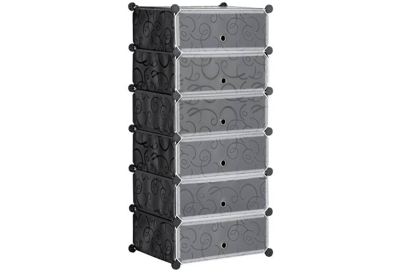 HOMCOM Schuhregal Modulares Regalsystem für 6 Paar Schuhe, Schuhregal 1-tlg., Kunststoff Stahl Schwarz+Weiß 49 x 36,5 x 108 cm von HOMCOM