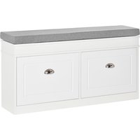 HOMCOM Schuhregal Schuhbank mit Kissen und 2 Schubladen Spanplatte MDF Polyester Schaumstoff Weiß+Grau 104 x 24 x 55 cm Aosom HOMCOM Schuhregal Schuhbank mit Kissen und 2 Schubladen Spanplatte MDF Polyester Schaumstoff Weiß+Grau 104 x 24 x 55 cm Aosom von HOMCOM
