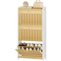 HOMCOM Schuhregal mit 3 Türen aus Bambus mit Lamellen Einstellbare Regale für 18 Paare Schuhe 60x24x118 cm Weiß und Natur Aosom HOMCOM Schuhregal mit 3 Türen aus Bambus mit Lamellen Einstellbare Regale für 18 Paare Schuhe 60x24x118 cm Weiß und Natur Aosom von HOMCOM