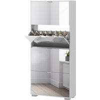 HOMCOM Schuhschrank 2 in 1 Schmaler Schuhschrank mit Spiegelfronten, 4 klapptüren, verstellbare Regale, platzsparend, 76B x 26T x 168H cm weiß Aosom HOMCOM Schuhschrank 2 in 1 Schmaler Schuhschrank mit Spiegelfronten, 4 klapptüren, verstellbare Regale, platzsparend, 76B x 26T x 168H cm weiß Aosom von HOMCOM