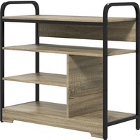 HOMCOM Schuhschrank 4 Ebenen, Schuhaufbewahrung Schuhregal Schuhständer Metallrahmen - 70 B x 30 T x 65 H cm Schwarz   Aosom von HOMCOM