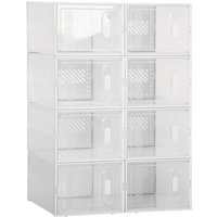 HOMCOM Schuhschrank DIY Steckregal mit 8 Fächern rechteckiges Schuhablage Aufbewahrungsregal mit Lüftungsöffnungen Kunststoff Transparent 25x35x19cm von HOMCOM