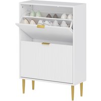 HOMCOM Schuhschrank Platzsparend Slim mit 2 Profil-Türen zum Klappen, Moderner Holzschrank mit Verstellbaren Regalen auf 2 Ebenen, Schuhregal für 12 Paare mit Griff, 60x24x91.5 cm, Weiß Aosom HOMCOM Schuhschrank Platzsparend Slim mit 2 Profil-Türen zum Klappen, Moderner Holzschrank mit Verstellbaren Regalen auf 2 Ebenen, Schuhregal für 12 Paare mit Griff, 60x24x91.5 cm, Weiß Aosom von HOMCOM