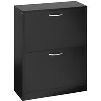 HOMCOM Schuhschrank Schuhablage Schuhregal dim. 60L x 24B x 80H cm 2 Klapptüren Schwarz   Aosom von HOMCOM