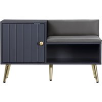 HOMCOM Schuhschrank Schuhablage im Art-Déco-Stil Schrank Fach Ablage synthetischer Bezug goldener Stahl 80 x 33 x 49 cm grau   Aosom von HOMCOM