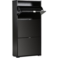 HOMCOM Schuhschrank Schuhkommode 3 aufklappbare Türen 3 Fächer Holz 60B x 26T x 124H cm Schwarz lackiert Aosom HOMCOM Schuhschrank Schuhkommode 3 aufklappbare Türen 3 Fächer Holz 60B x 26T x 124H cm Schwarz lackiert Aosom von HOMCOM