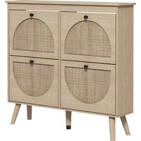 HOMCOM Schuhschrank Schuhregal 4 abklappbare Türen 20 Paare mit verstellbarem Regal Bohème-Stil Massivholzbeine 105 x 24 x 97,5 cm natur Aosom HOMCOM Schuhschrank Schuhregal 4 abklappbare Türen 20 Paare mit verstellbarem Regal Bohème-Stil Massivholzbeine 105 x 24 x 97,5 cm natur Aosom von HOMCOM