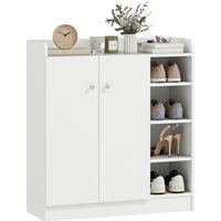 HOMCOM Schuhschrank Schuhregal Allzweckschrank Kommode Dielenschrank Highboard Schrank Ablage Regal 2-Türig 4 Fächer Spanplatte Weiß 83 x 30 x 90 cm   Aosom von HOMCOM