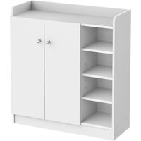 HOMCOM Schuhschrank Schuhregal Kommode mit 2 Türen und 4 Fächern für Diele in Weiß 83x30x90cm, platzsparend & modern   Aosom.de von HOMCOM