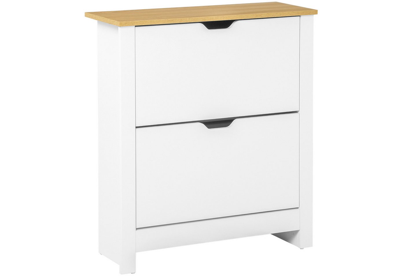 HOMCOM Schuhschrank Schuhregal mit 3 Klappen für 18 Paar Schuhe (Schuhständer, 1-St., Schuhkipper) für Flur, Eingangsbereich Weiß+Natur 72 x 26 x 80 cm von HOMCOM