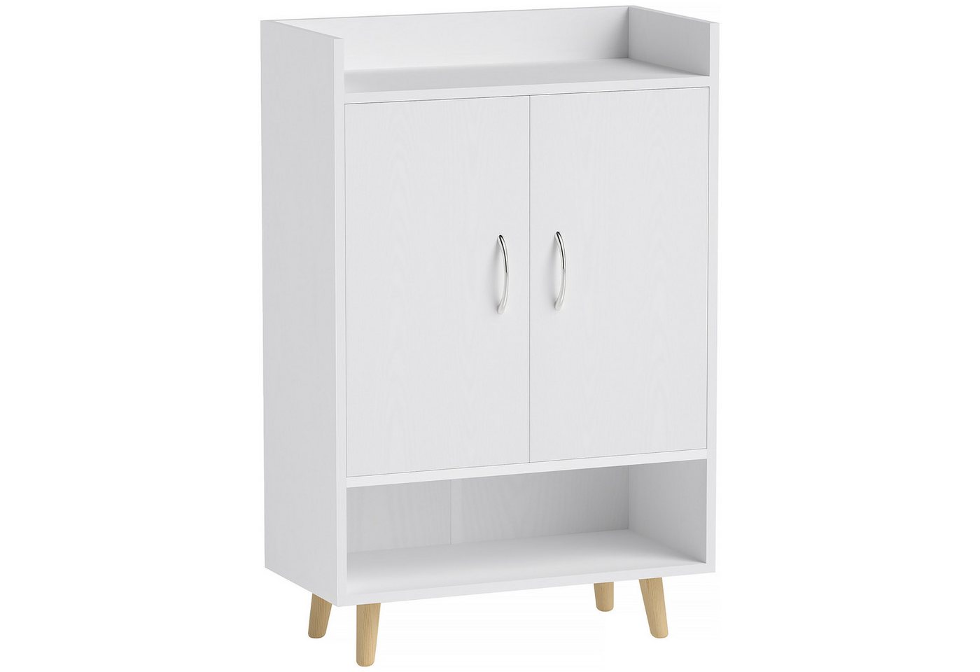 HOMCOM Schuhschrank Schuhregal mit Türen und Regalen (1-St., Schuhkommode) Massivholz, 60 x 30 x 92 cm, Weiß von HOMCOM