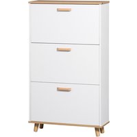 HOMCOM Schuhschrank Schuhregal skandinavischer Stil mit 3 Klappfächern Holzoptik - 70 x 23,5 x 122 cm - weiß   Aosom von HOMCOM