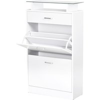 HOMCOM Schuhschrank Schuhschrank mit 2 klappbaren Türen, 2 Fächern, Schublade und Glasplatte - Weiß Aosom HOMCOM Schuhschrank Schuhschrank mit 2 klappbaren Türen, 2 Fächern, Schublade und Glasplatte - Weiß Aosom von HOMCOM
