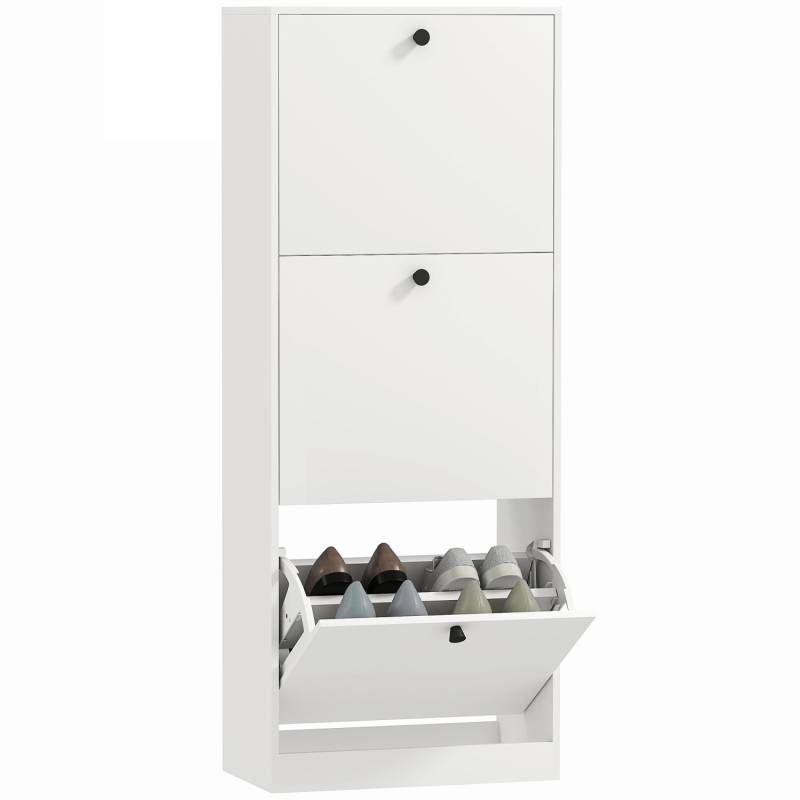 HOMCOM Schuhschrank Spanplatte 47L x 26B x 120H cm Weiß von HOMCOM