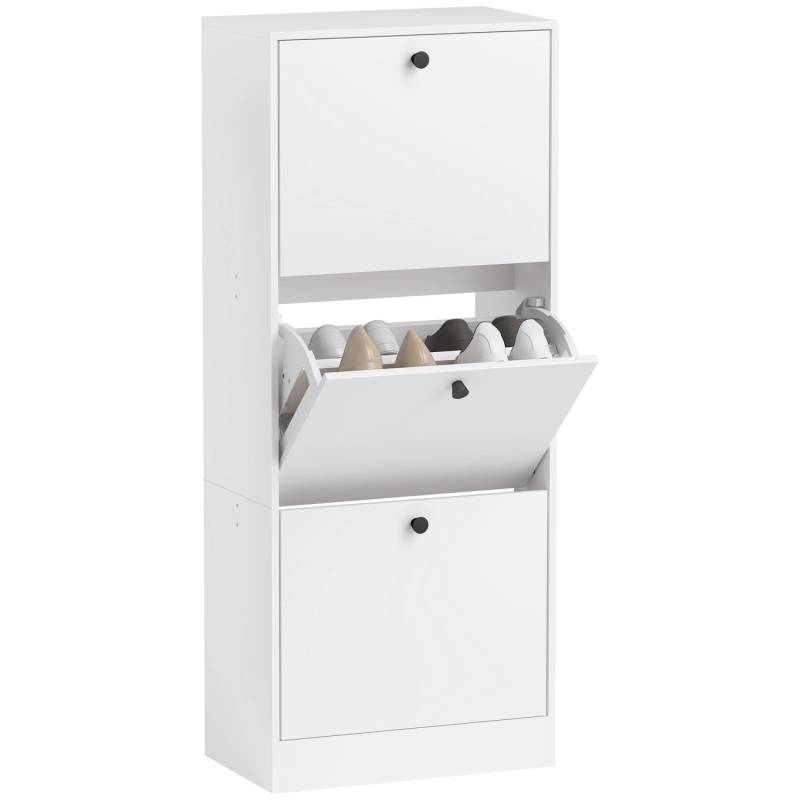 HOMCOM Schuhschrank Spanplatte 47L x 28B x 115H cm Weiß von HOMCOM