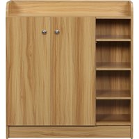 HOMCOM Schuhschrank für den Eingangsbereich - Schuhschrank mit 4 offenen Fächern und Doppeltürschrank - Verstellbares Regal - 83L x 30B x 90H cm - Braun   Aosom von HOMCOM