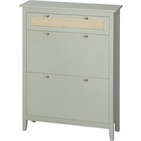 HOMCOM Schuhschrank im boho-chic Stil - 2 kippbare Türen 2 höhenverstellbare Regale Schublade - MDF Wassergrün Rattanoptik Aosom HOMCOM Schuhschrank im boho-chic Stil - 2 kippbare Türen 2 höhenverstellbare Regale Schublade - MDF Wassergrün Rattanoptik Aosom von HOMCOM