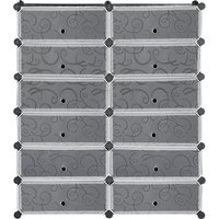 HOMCOM Schuhschrank mit 12 Fächern modulares Regal für 12 Paar Schuhe DIY Steckregal Schuhaufbewahrung für Flur Schwarz 49 x 37 x 108 cm   Aosom von HOMCOM