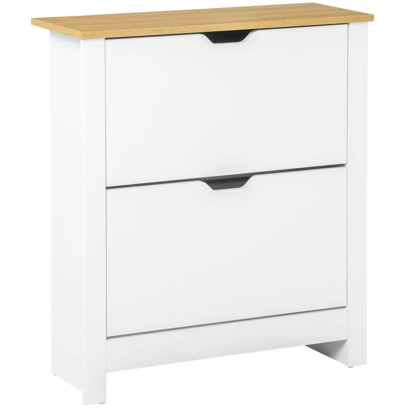 HOMCOM Schuhschrank mit 2 Klappen Spanplatte MDF Weiß 72L x 26B x 80H cm HOMCOM Schuhschrank mit 2 Klappen Spanplatte MDF Weiß 72L x 26B x 80H cm von HOMCOM