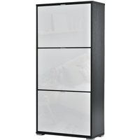 HOMCOM Schuhschrank mit 3 klappbaren Türen, 3 Fächern, MDF Schwarz Weiß Lackierung Aosom HOMCOM Schuhschrank mit 3 klappbaren Türen, 3 Fächern, MDF Schwarz Weiß Lackierung Aosom von HOMCOM