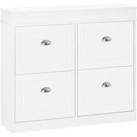 HOMCOM Schuhschrank mit 4 Schubladen modern Einfaches Design Lagerung Schrank Spanplatte MDF Weiß 98 x 24 x 83 cm   Aosom von HOMCOM