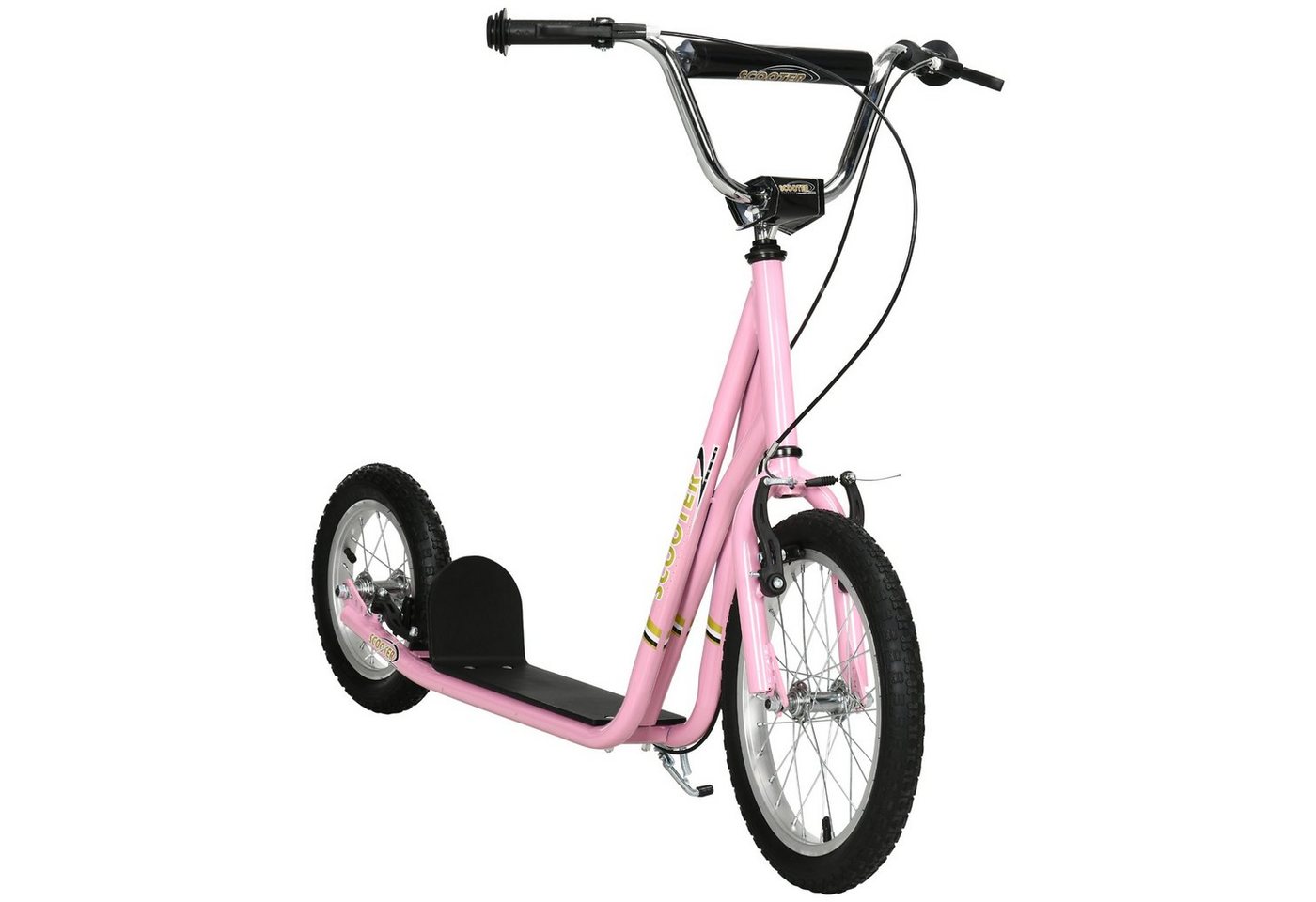 HOMCOM Scooter Kinderroller mit Bremsen Tretroller Cityroller Kinder Rosa, (1 tlg), L135 x B58 x H92-100 cm von HOMCOM