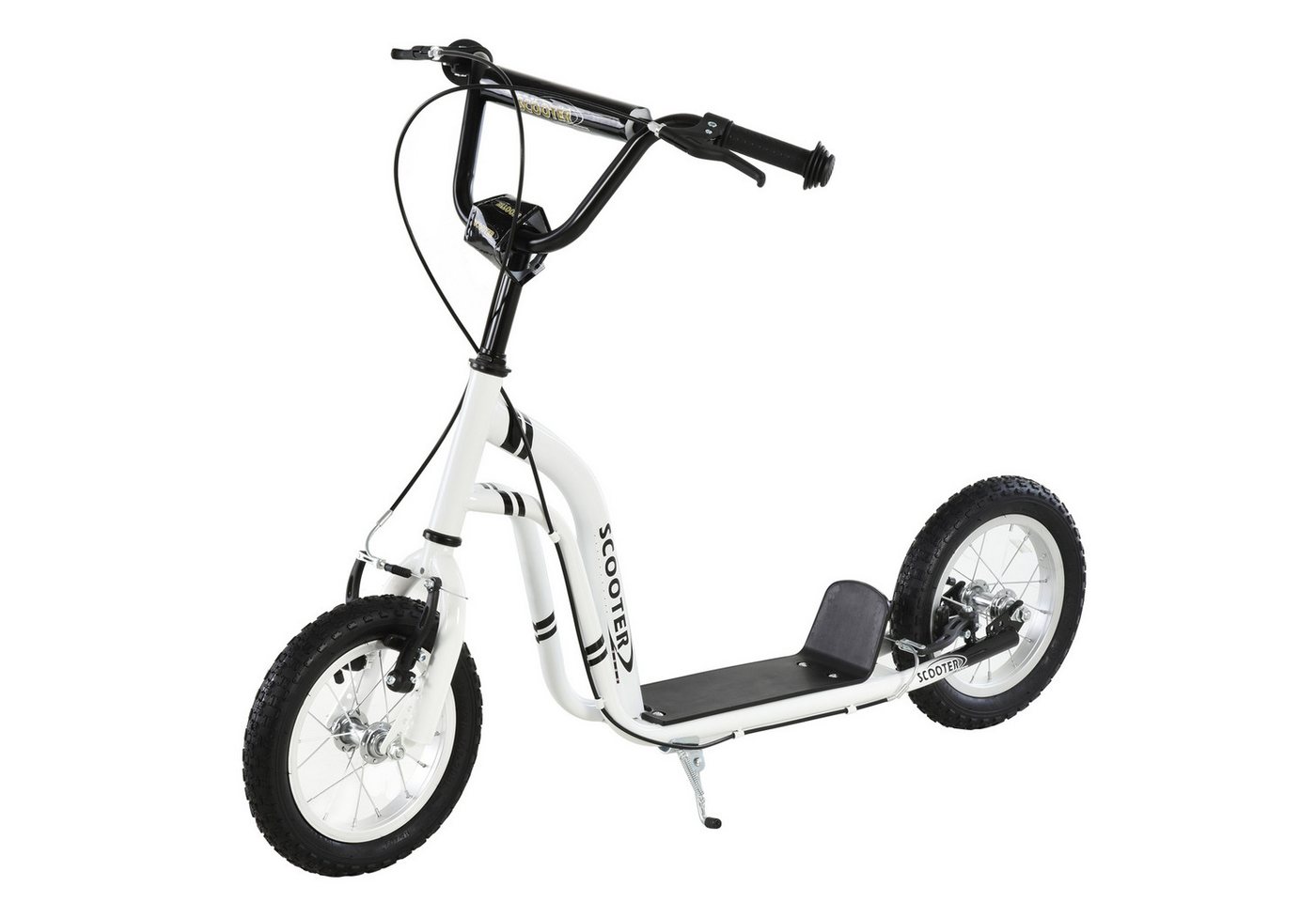 HOMCOM Scooter Kinderscooter Tretroller Cityroller Gummi Aluminium Weiß, (Kinderscooter, 1 tlg., Tretroller), 120L x 58B x 85-95H cm von HOMCOM