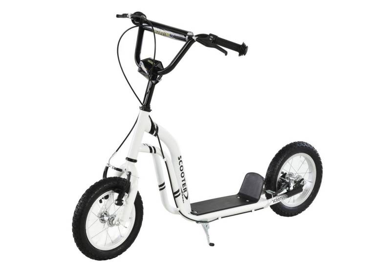 HOMCOM Scooter Kinderscooter Tretroller Cityroller Gummi Aluminium Weiß, (Kinderscooter, 1 tlg., Tretroller), 120L x 58B x 85-95H cm von HOMCOM