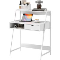 HOMCOM Sekretär Computertisch Büro im Retro-Stil Schublade Fach Metall Weiß   Aosom von HOMCOM