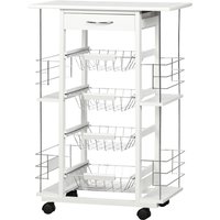 HOMCOM Servierwagen Küchenwagen auf Rollen mit Multiaufbewahrung 4 Metallkörbe Schublade + 4 Flaschenablagen Pinienholz weißer Fliesentischplatte Aosom HOMCOM Servierwagen Küchenwagen auf Rollen mit Multiaufbewahrung 4 Metallkörbe Schublade + 4 Flaschenablagen Pinienholz weißer Fliesentischplatte Aosom von HOMCOM