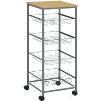HOMCOM Servierwagen Küchenwagen mit Metallkörben 36,5 x 36,5 x 89 cm Küchentrolley Beistellwagen Silber für Küche & Esszimmer   Aosom.de von HOMCOM