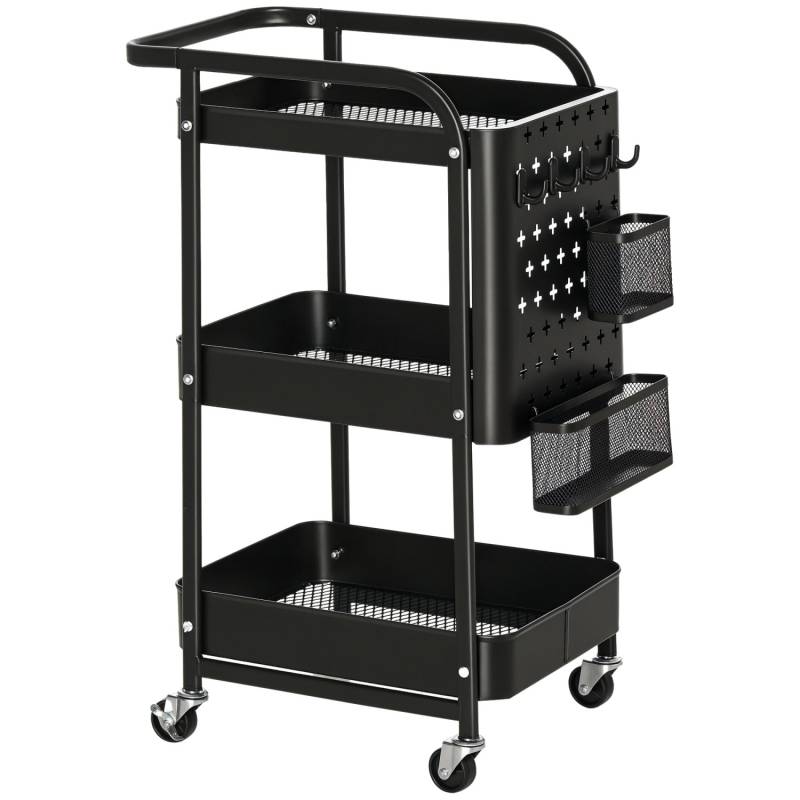 HOMCOM Servierwagen Stahl Kunststoff 51,5L x 32B x 75,6H cm Schwarz von HOMCOM