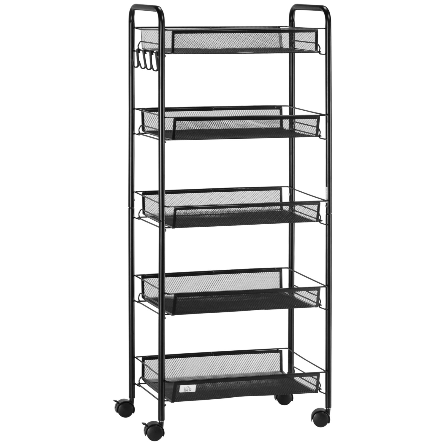 HOMCOM Servierwagen mit Haken Stahl Schwarz 45L x 26,5B x 106H cm von HOMCOM