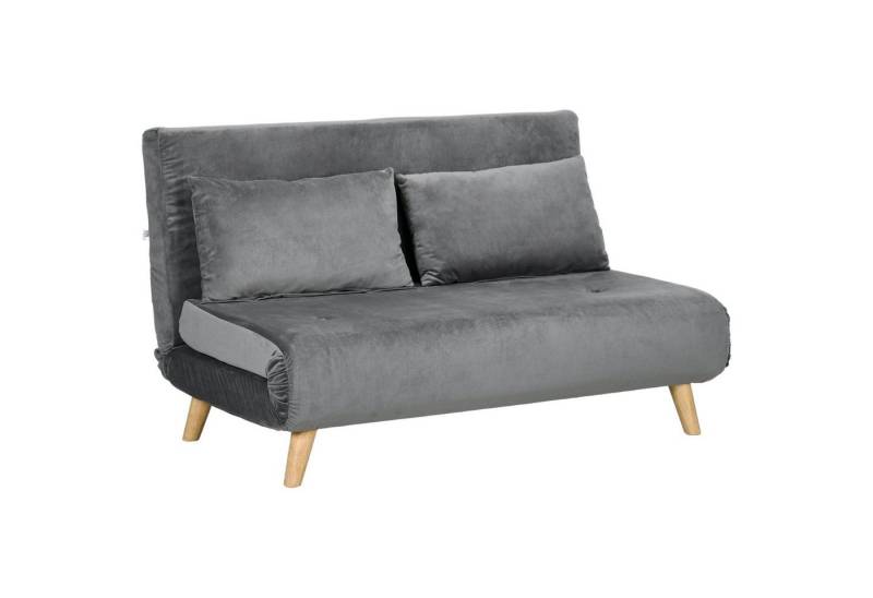 HOMCOM Sessel 2-Sitzer Sofa mit Bettfunktion, Klappsofa mit verstellbare Rückenlehne (Schlafcouch, 1-St., Bettsofa), für Wohnzimmer, Grau, 130 x 78 x 79cm von HOMCOM