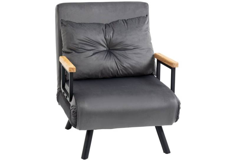 HOMCOM Sessel 2-in-1 Schlafsessel Gästebett, verstellbare Kopfstütze Samtd-Optik (Relaxsessel, 1-St., Schlafsofa), mit Samtoptik, Dunkelgrau, 63 x 73 x 81 cm von HOMCOM