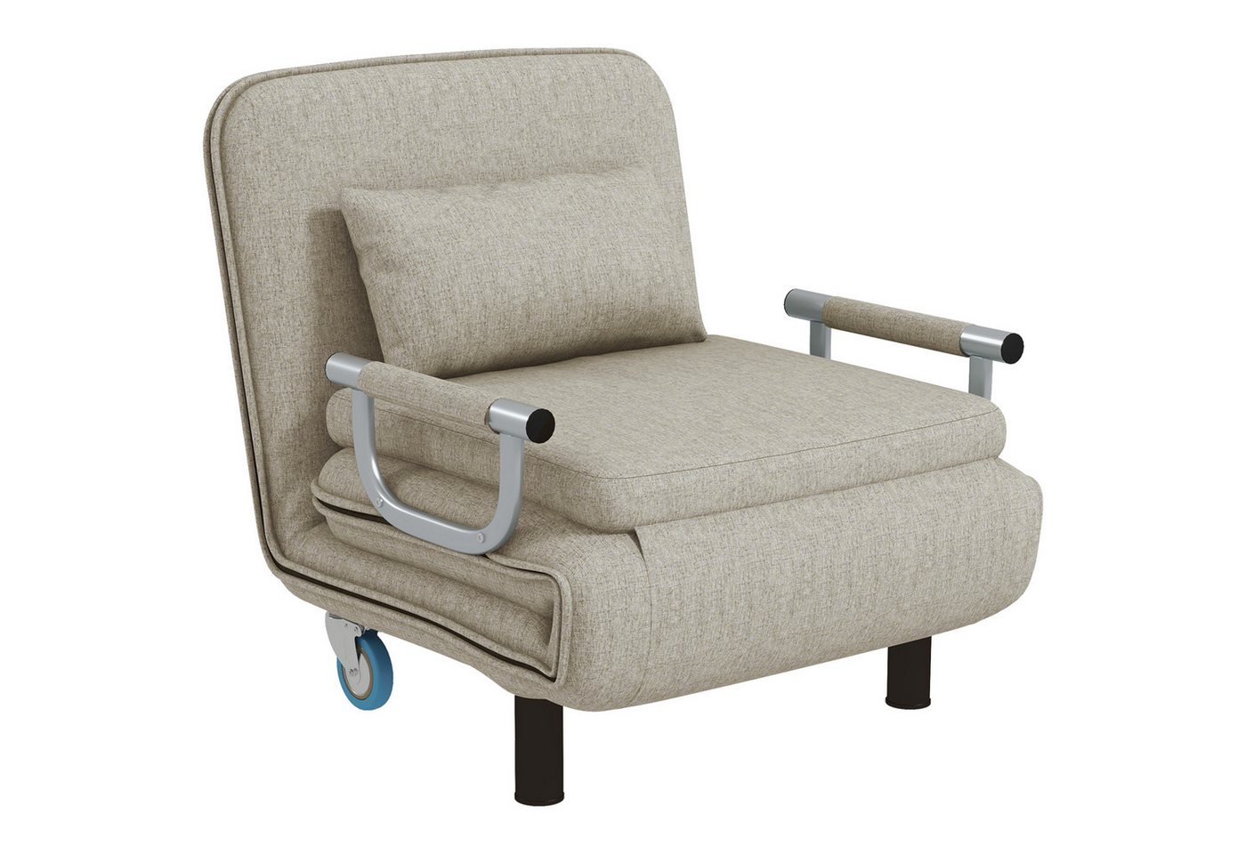 HOMCOM Sessel 3 in 1, mit Bettfunktion, 3-stufig Verstellbarer Rückenlehne, Rollen (Klappsessel, 1-St., Schlafsessel), 120kg Belastbar, für Wohnzimmer, Grau von HOMCOM
