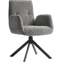 HOMCOM Sessel Drehbar Loungesessel mit Armlehne, Wolle-Leinenoptik, modern Polsterstuhl mit Knopfheftung, Stahlbeine, für Wohnzimmer, Schlafzimmer, Dunkelgrau   Aosom von HOMCOM