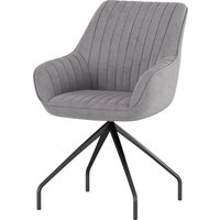HOMCOM Sessel Drehbarer Loungesessel mit Armlehne, Samtoptik, Drehsessel mit Metallbeine, für Schlafzimmer, Wohnzimmer, Dunkelgrau   Aosom von HOMCOM