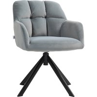 HOMCOM Sessel Drehbarer Loungesessel mit Samtoptik, Armlehne, Drehsessel mit Metallbeine, für Schlafzimmer, Wohnzimmer, Grau   Aosom von HOMCOM