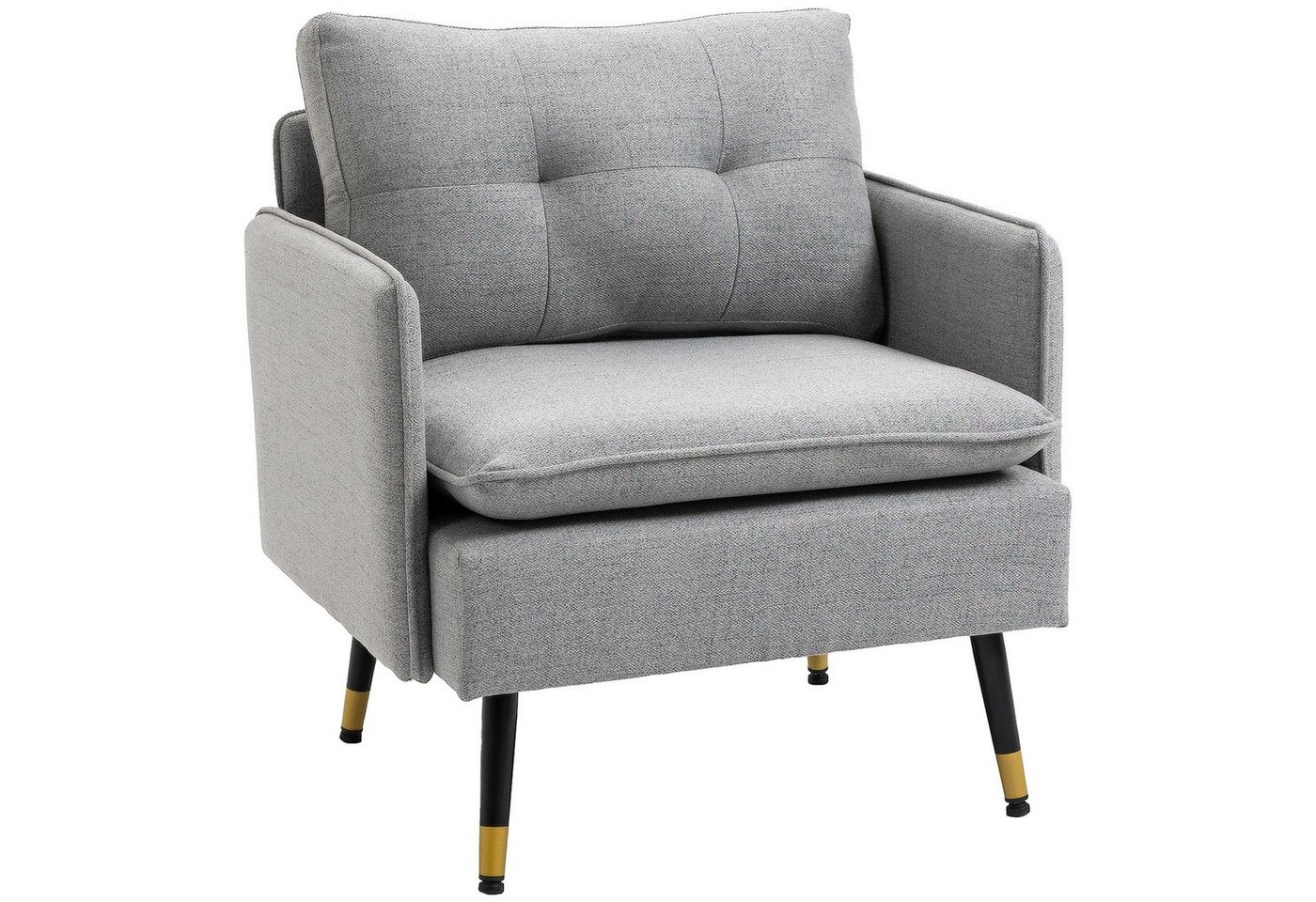HOMCOM Sessel Armlehnensessel mit Kissen (Akzentstuhl, 1-St., Einzelsofa), Grau, 76 x 68 x 80 cm von HOMCOM