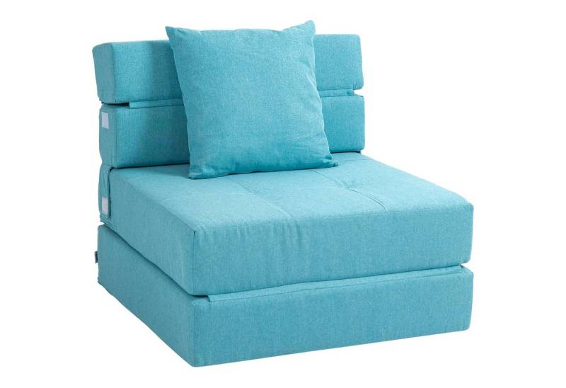 HOMCOM Sessel Einzelsofa mit Kissen, Klappsessel, 2-in-1 Design (Schlafsessel, 1-St., Bettsessel), Blau 70 x 70 x 61 cm von HOMCOM