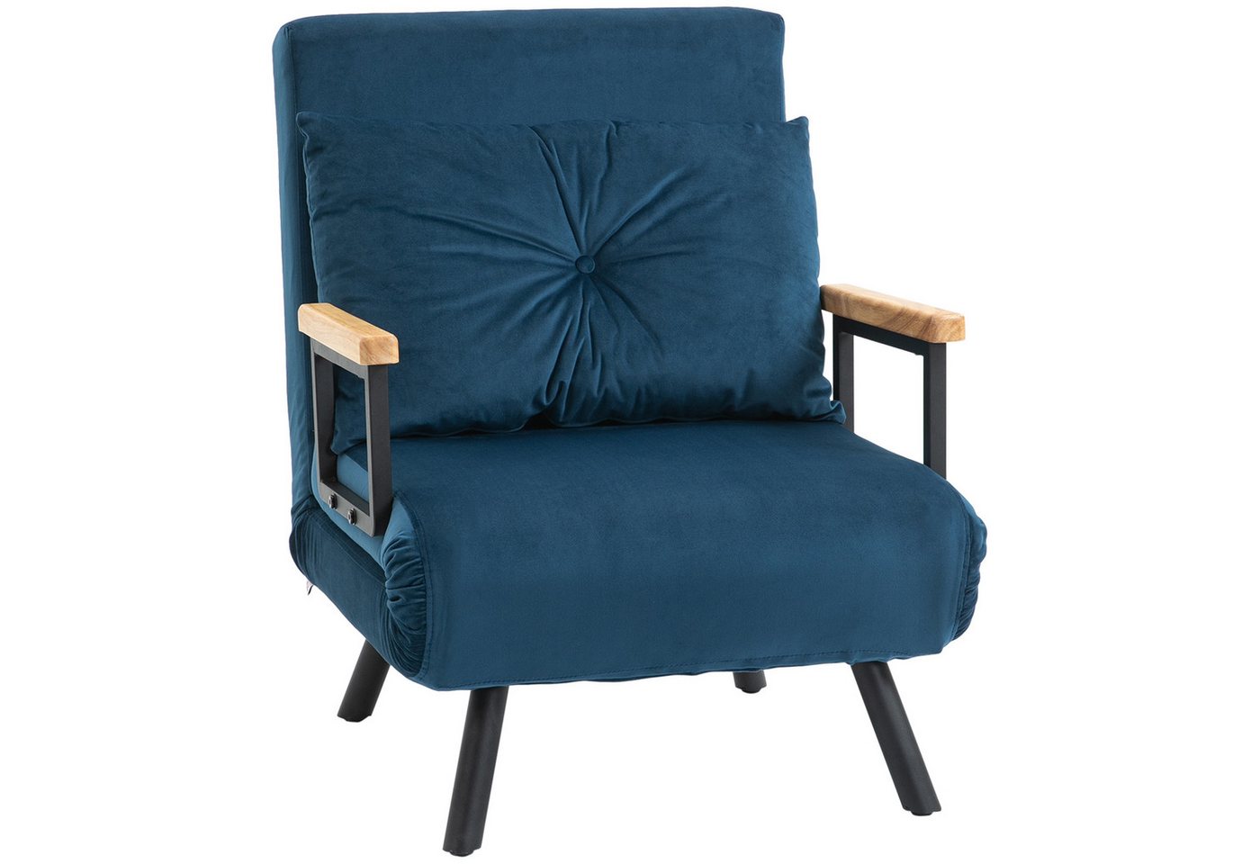 HOMCOM Sessel Gästebett mit Rückenkissen, Polstersofa mit Verstellbarer Rückenlehne (Relaxsessel mit Bettfunktion, 1-St., Schlafsofa), für Schlafzimmer, Wohnzimmer, Blau von HOMCOM