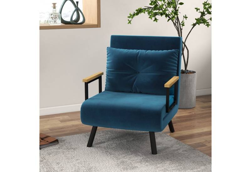 HOMCOM Sessel Gästebett mit Rückenkissen, Polstersofa mit Verstellbarer Rückenlehne (Relaxsessel mit Bettfunktion, 1-St., Schlafsofa), für Schlafzimmer, Wohnzimmer, Blau von HOMCOM